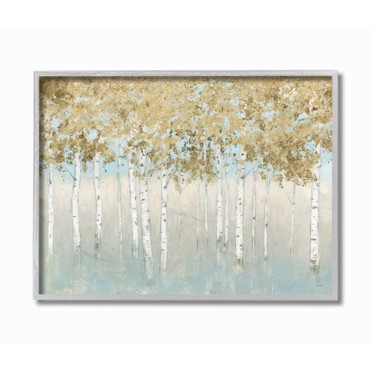 Stupell Industries Abstract Gold Tree Wall Art in Gray Frame